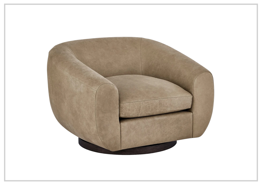 Universal Furniture Fitz Leather Brown Swivel Chair-SofaBed