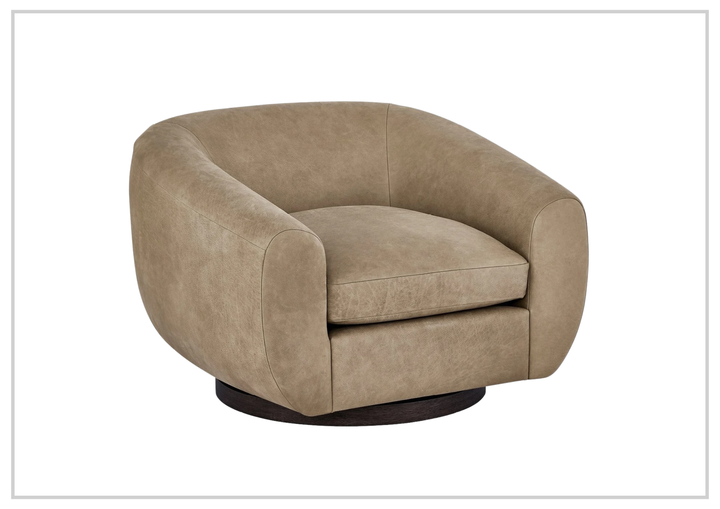 Universal Furniture Fitz Leather Brown Swivel Chair-SofaBed