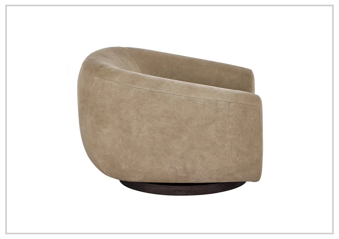 Universal Furniture Fitz Leather Brown Swivel Chair-SofaBed