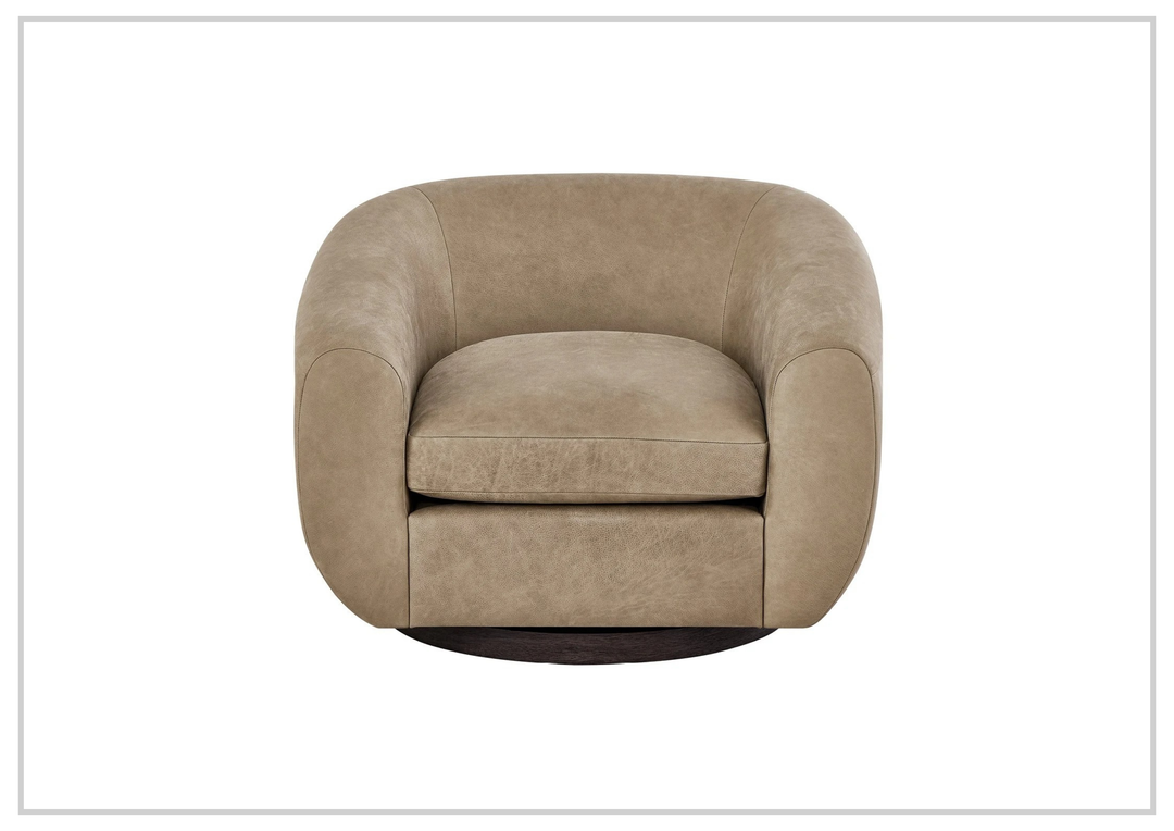 Universal Furniture Fitz Leather Brown Swivel Chair-SofaBed