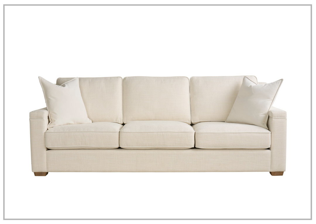 Universal Furniture Leah 3-Seater Asbury Oatmeal Fabric Sofa in White