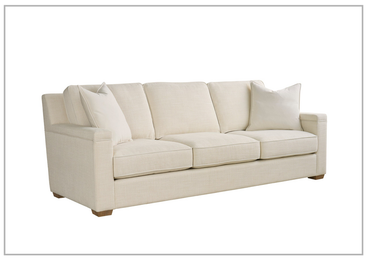 Universal Furniture Leah 3-Seater Asbury Oatmeal Fabric Sofa in White