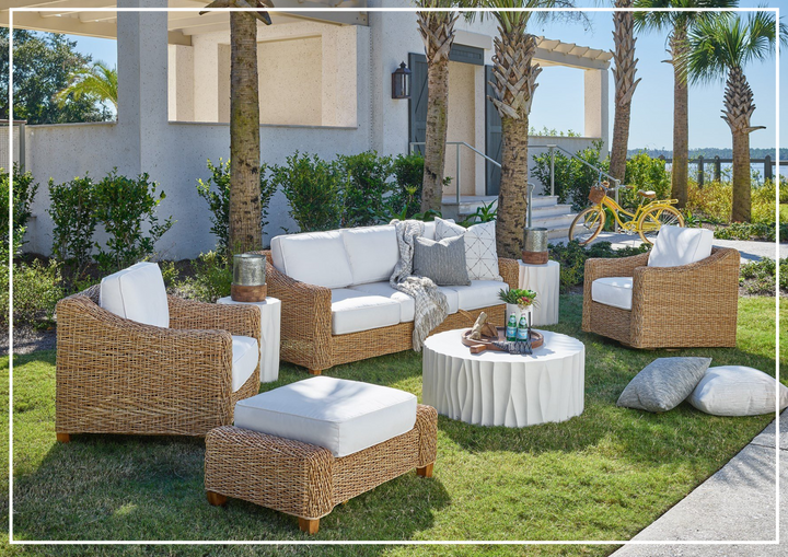 Universal Laconia Sofa in Light Brown with Natural Teak Finished