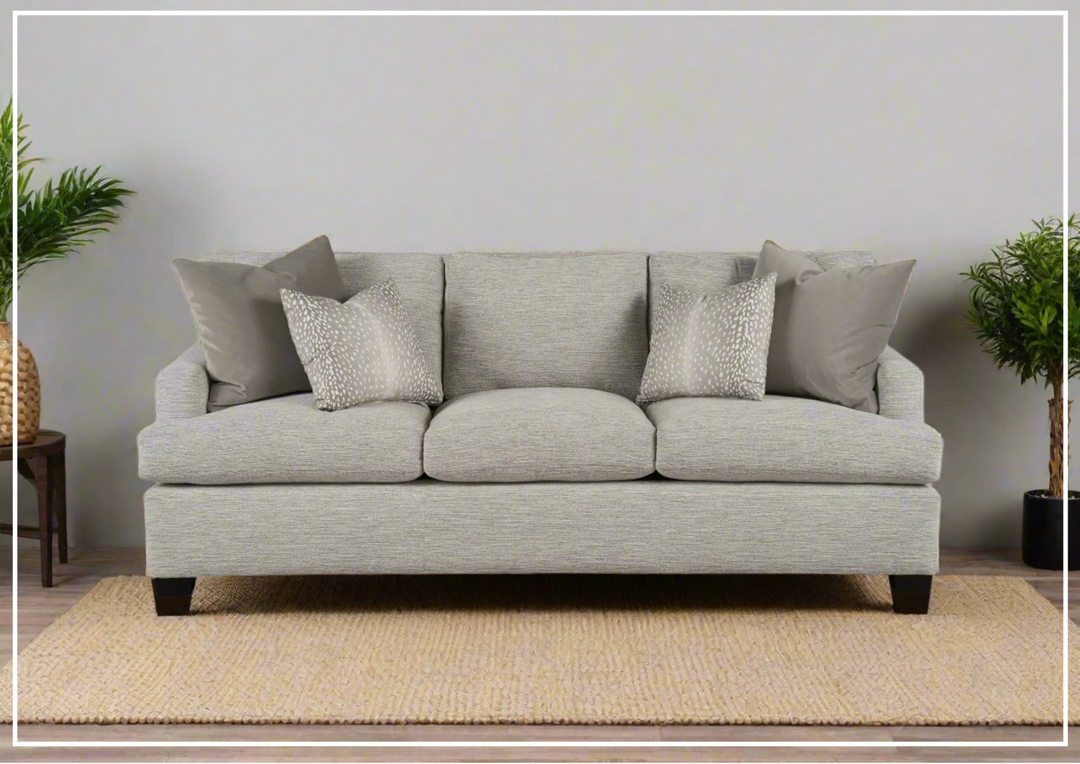 Universal Furniture Emmerson Fabric 3-Seater Sofa in Maverick Silver with Pillows