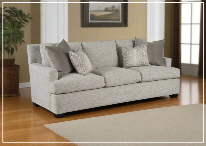 Universal Furniture Emmerson Fabric 3-Seater Sofa in Maverick Silver with Pillows