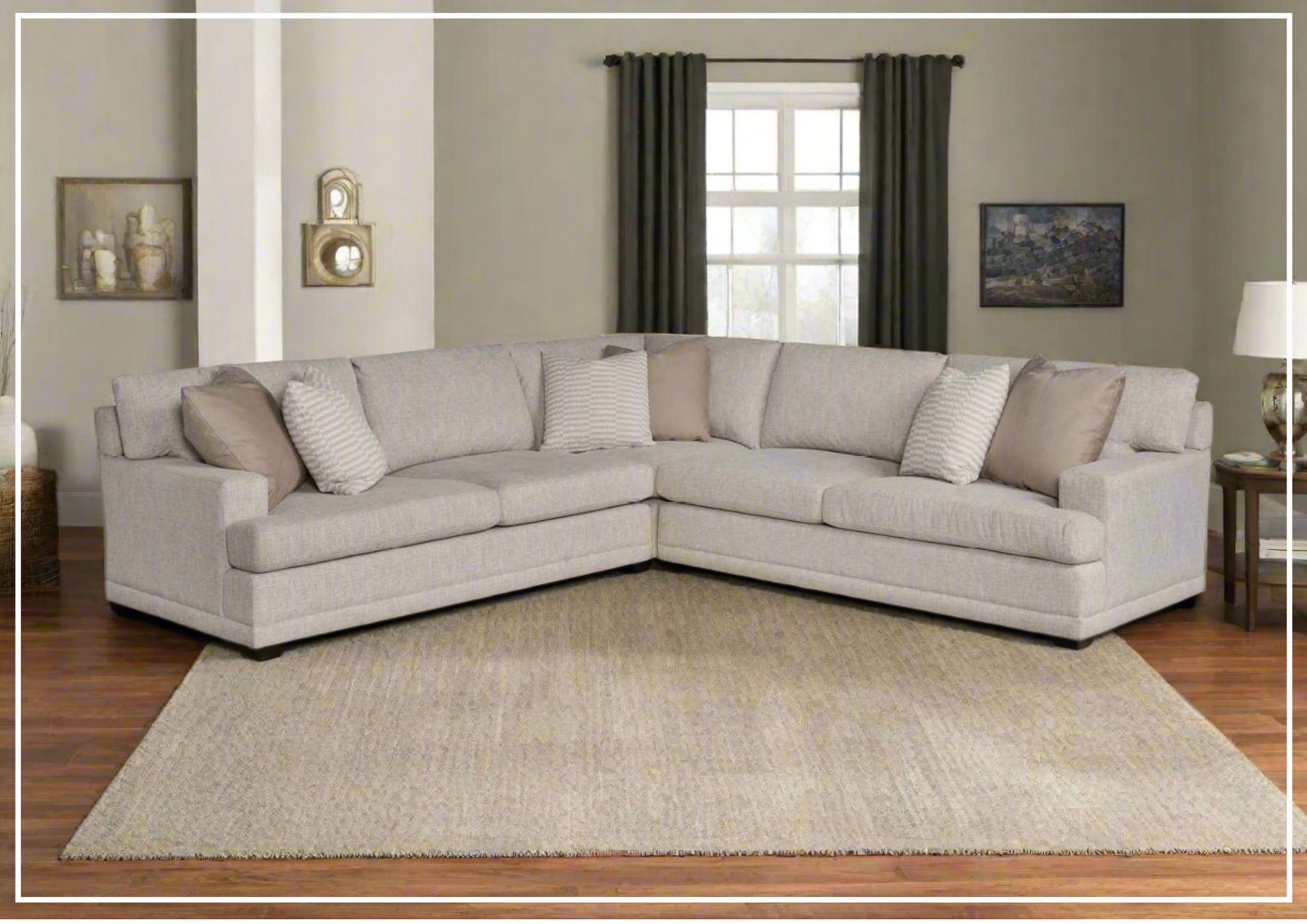 Universal Furniture Hadlee L-Shape Sectional Fabric Sofa in Beige