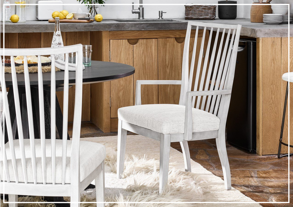 Universal Furniture Modern Farmhouse Bowen Wooden Arm Chair in White-sofabed.com