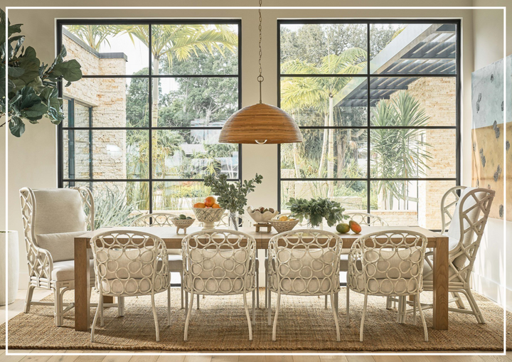Universal Furniture Weekender Pebble Dining Chair with White Rattan Finish