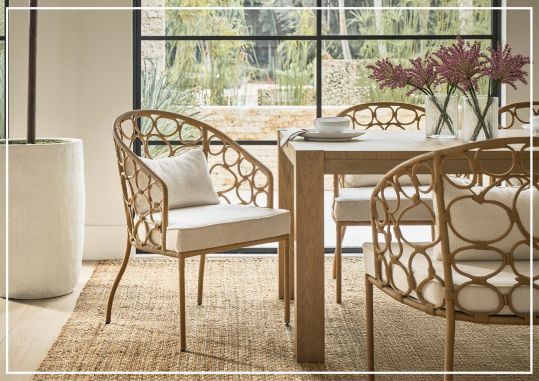 Universal Furniture Weekender Pebble Dining Chair with White Rattan Finish