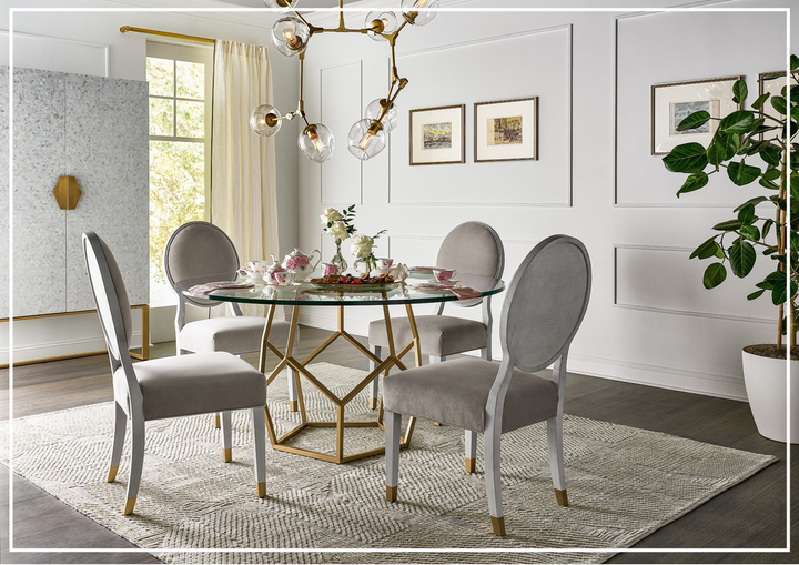 Universal Love Joy Bliss Oval Side Chair with Gold Metal Capped Legs