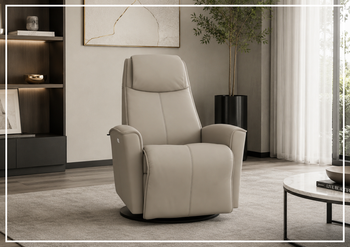 Fjords Urban Leather Power Recliner Chair with Swivel Glider Base-Sofa Bed