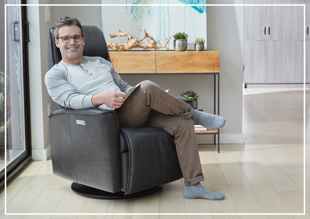 Fjords Urban Leather Power Recliner Chair with Swivel Glider Base-Sofa Bed