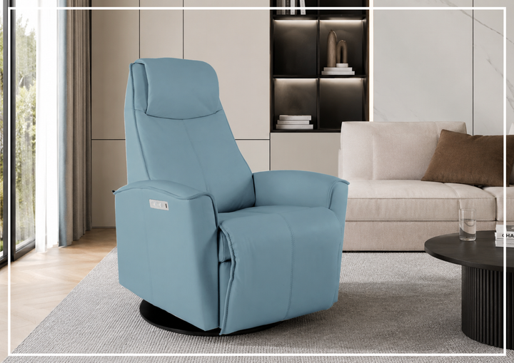 Fjords Urban Leather Power Recliner Chair with Swivel Glider Base-Sofa Bed