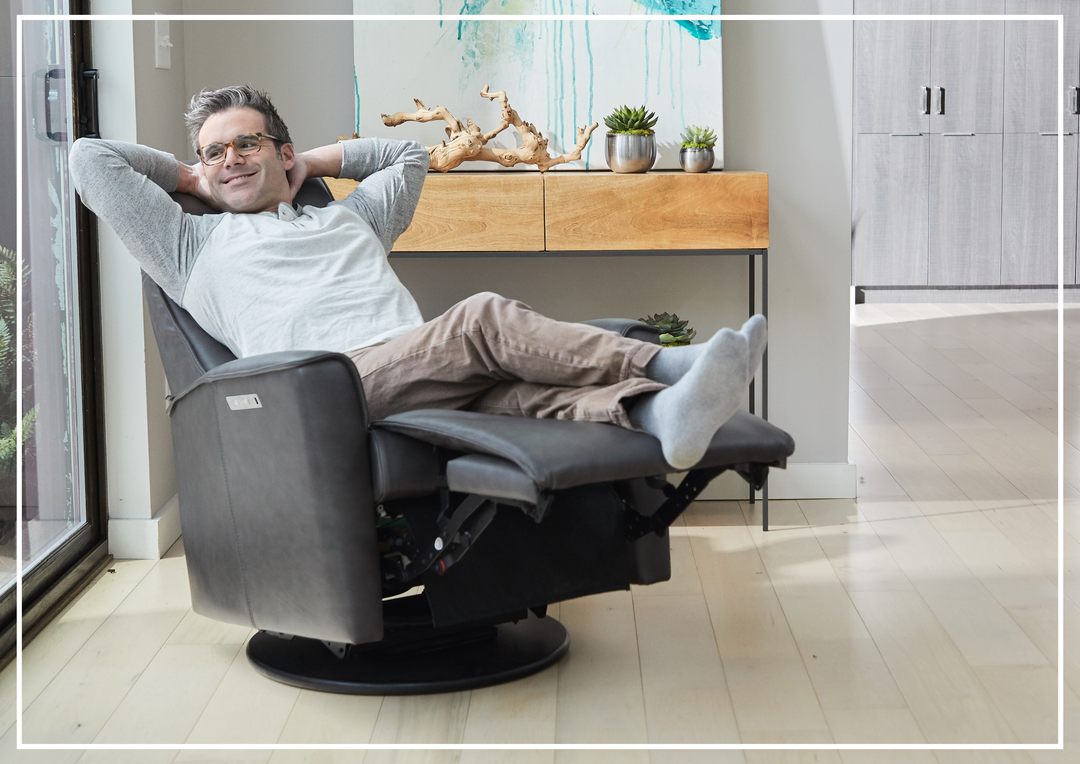 Fjords Urban Leather Power Recliner Chair with Swivel Glider Base-Sofa Bed