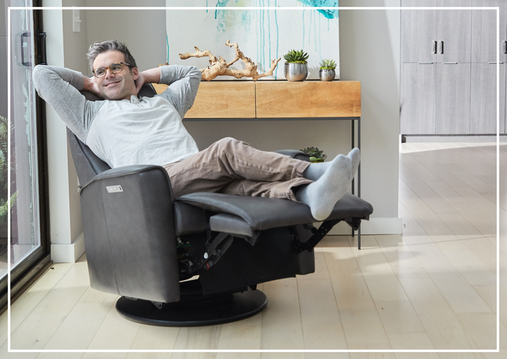 Fjords Urban Leather Power Recliner Chair with Swivel Glider Base-Sofa Bed