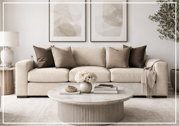 Bernhardt Vaughn Fabric Sofa With Oversized Track Arm and Throw Pillows - SOFABED