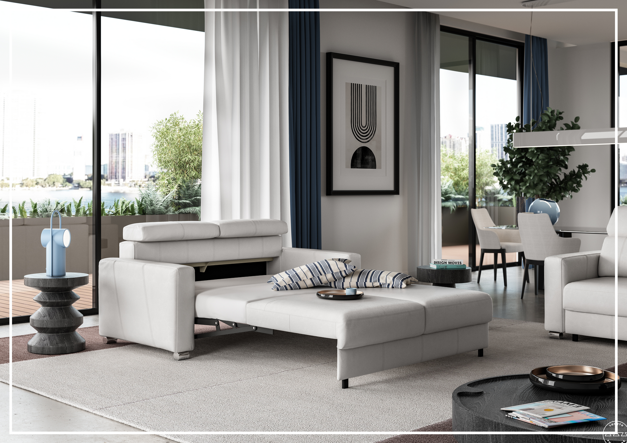 Leather loveseat top sofa bed