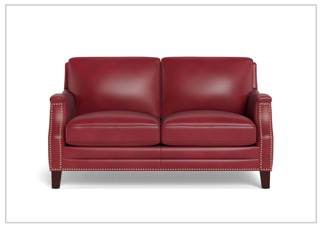 Hydeline Camano Stationary Brown Premium Leather Loveseat Sofa