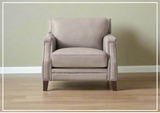Hydeline Camano Brown Premium Leather Arm Chair with Nailhead Trim Finish