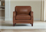 Hydeline Camano Brown Premium Leather Arm Chair with Nailhead Trim Finish