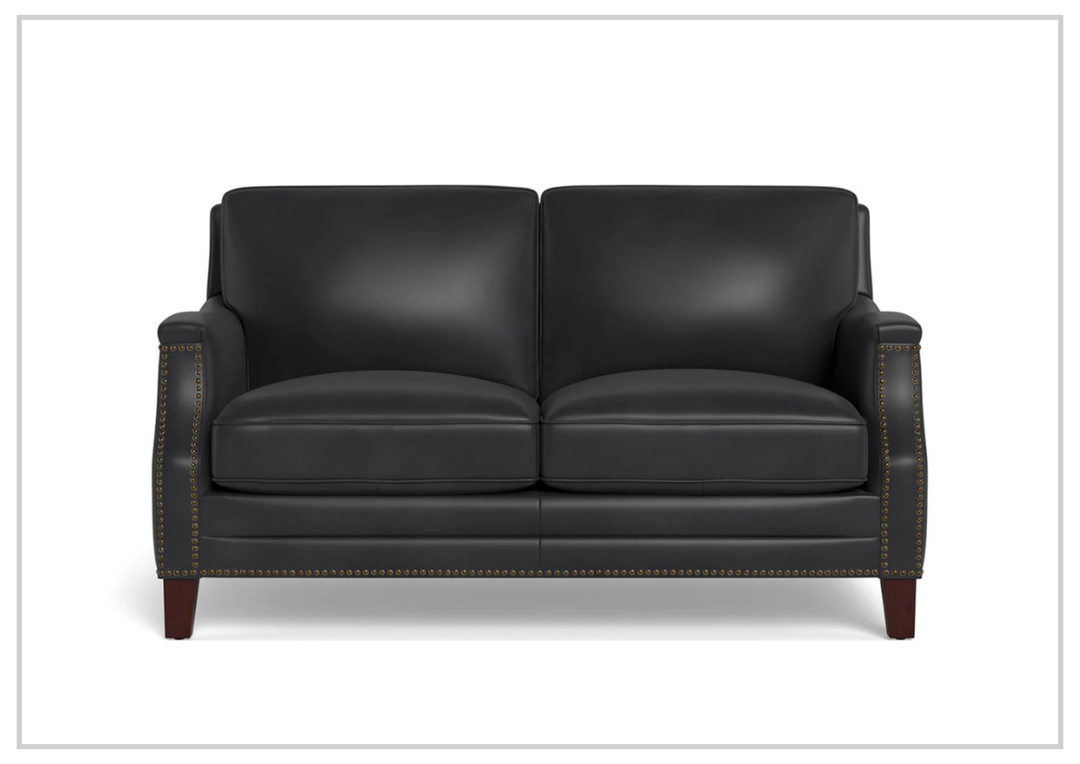 Hydeline Camano Stationary Brown Premium Leather Loveseat Sofa