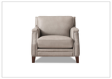 Hydeline Camano Brown Premium Leather Arm Chair with Nailhead Trim Finish