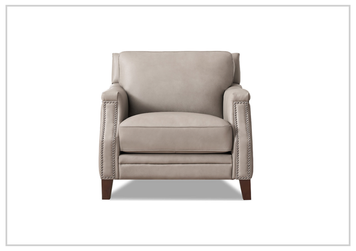 Hydeline Camano Brown Premium Leather Arm Chair with Nailhead Trim Finish