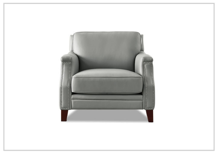 Hydeline Camano Brown Premium Leather Arm Chair with Nailhead Trim Finish