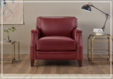 Hydeline Camano Brown Premium Leather Arm Chair with Nailhead Trim Finish