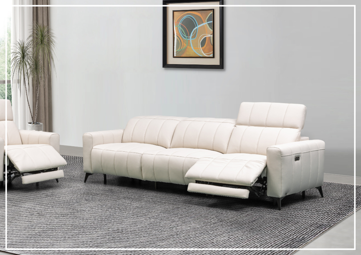 Klaussner Capri 3-seater Beige Leather Power Reclining Sofa