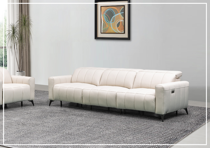 Klaussner Capri 3-seater Beige Leather Power Reclining Sofa