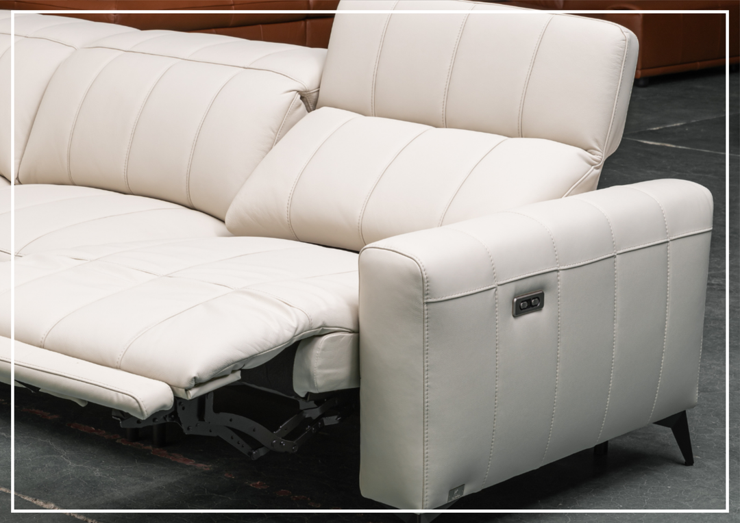 Klaussner Capri 3-seater Beige Leather Power Reclining Sofa