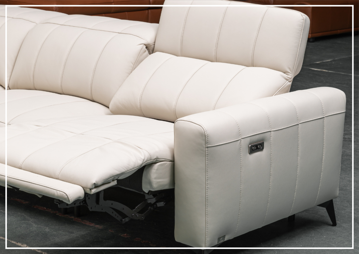 Klaussner Capri 3-seater Beige Leather Power Reclining Sofa