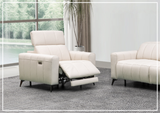 Klaussner Capri Beige Leather Power Reclining Chair with Adjustable Headrest and Footrest