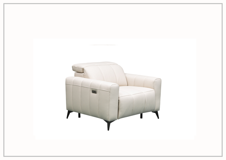 Klaussner Capri Beige Leather Power Reclining Chair with Adjustable Headrest and Footrest