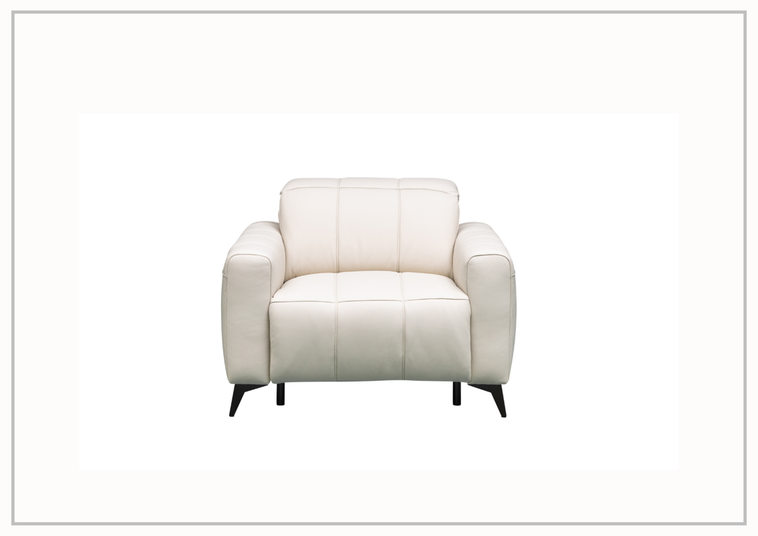 Klaussner Capri Beige Leather Power Reclining Chair with Adjustable Headrest and Footrest