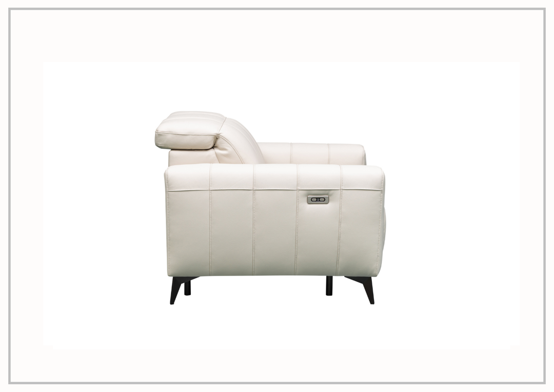 Klaussner Capri Beige Leather Power Reclining Chair with Adjustable Headrest and Footrest