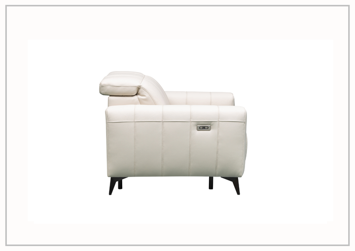 Klaussner Capri Beige Leather Power Reclining Chair with Adjustable Headrest and Footrest