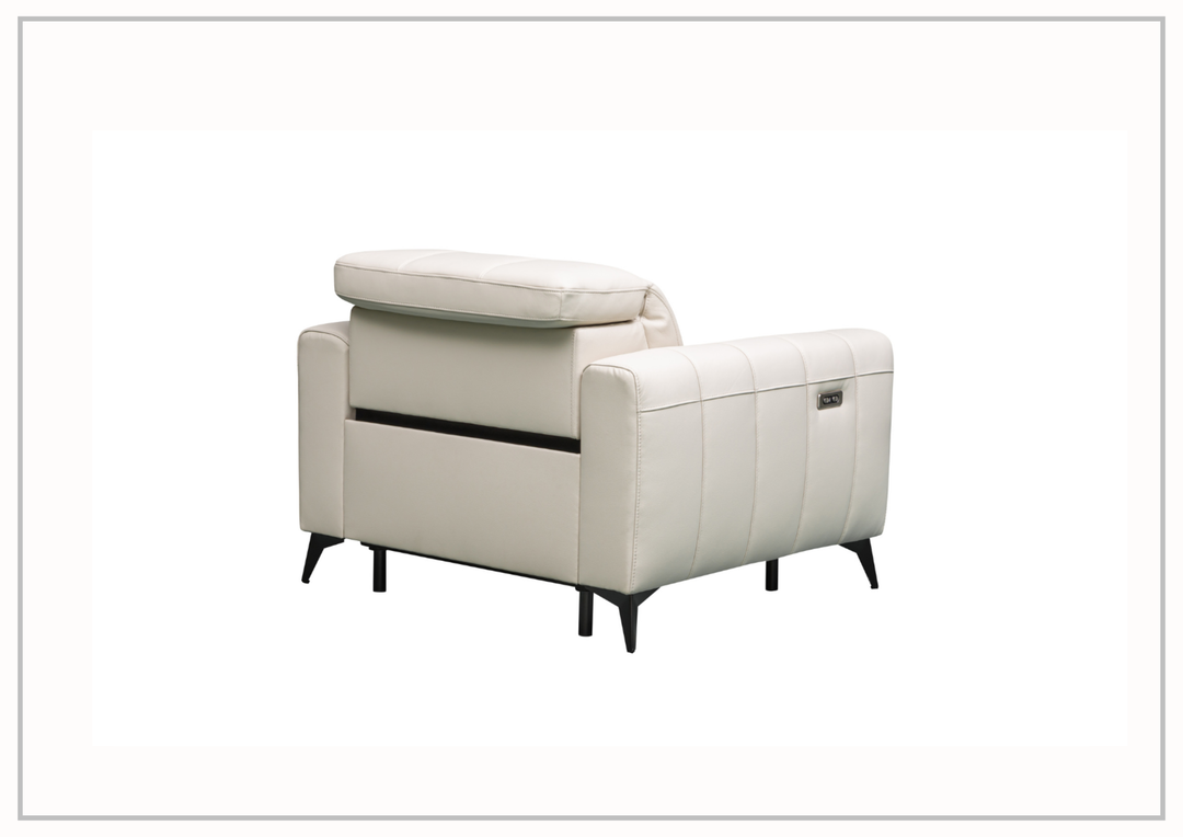 Klaussner Capri Beige Leather Power Reclining Chair with Adjustable Headrest and Footrest