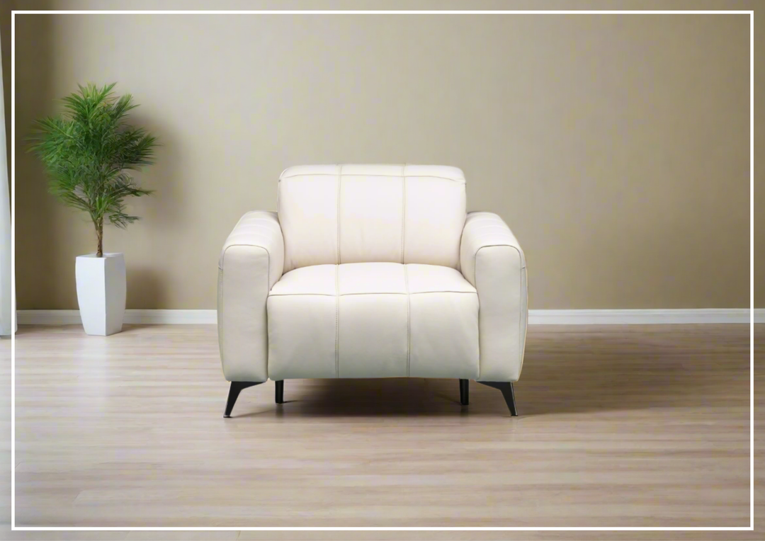 Klaussner Capri Beige Leather Power Reclining Chair with Adjustable Headrest and Footrest
