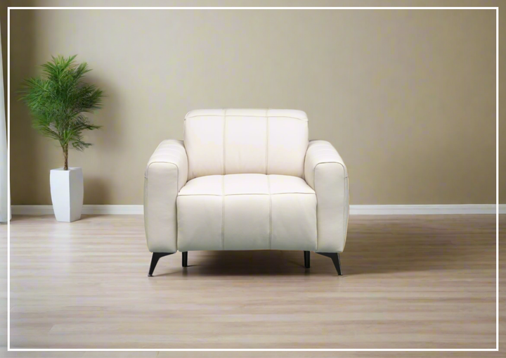 Klaussner Capri Beige Leather Power Reclining Chair with Adjustable Headrest and Footrest
