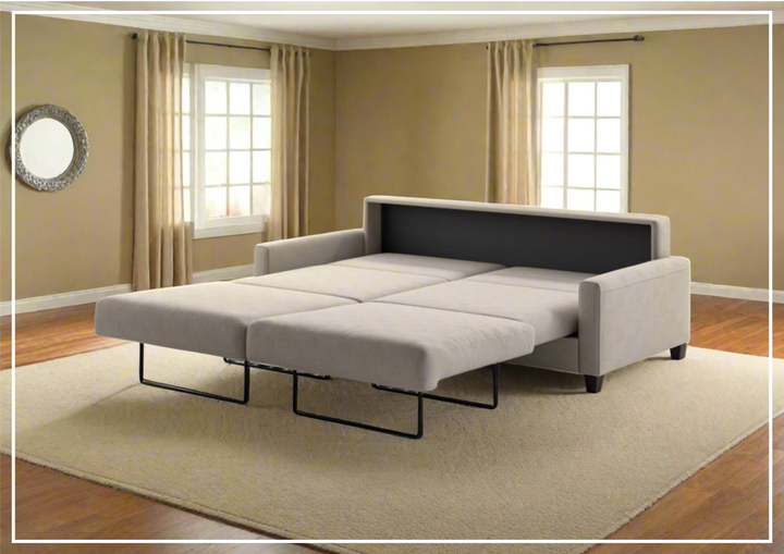 Luonto Nico Fabric Sleeper Sofa in All Sizes With Walnut or Chrome Leg Finish-SOFABED