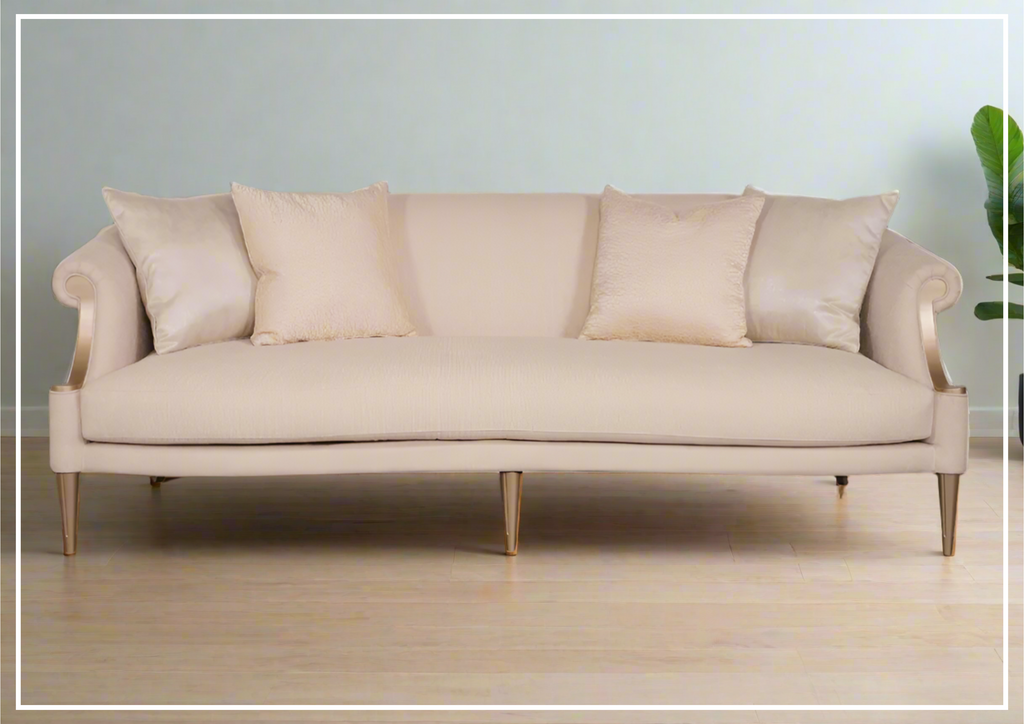 Klaussner Clarkson 3-Seater Beige Fabric Sofa with Rolled Arms