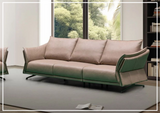 Klaussner Giada 3-Seater Brown Leather Sofa with Cushion Padded Arms