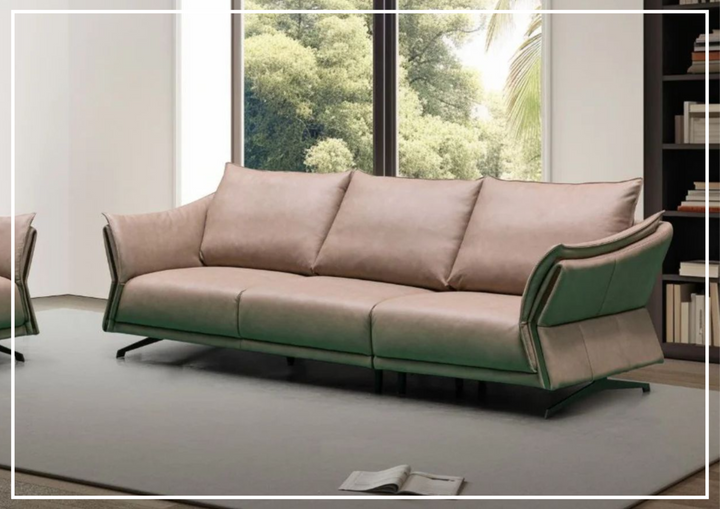 Klaussner Giada 3-Seater Brown Leather Sofa with Cushion Padded Arms