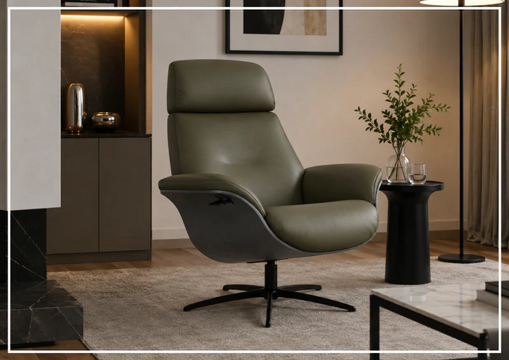 Fjords Falcon Manual Recliner Chair with Swivel Base & Footstool-Sofabed