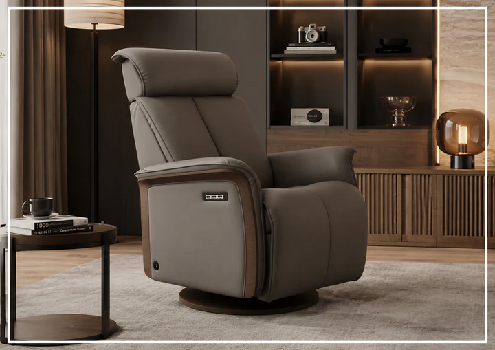 Fjords Jewel Leather Recliner Chair with Swivel & Gliding Motion-Sofabed