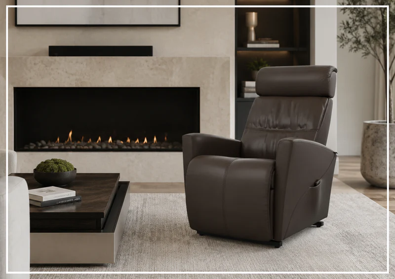 Fjords Milan Leather Power Lift Recliner Chair with Motorized Headrest-Sofabed