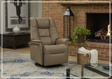 Fjords Paris Leather Power Swivel Recliner Chair with Rocking Motion-Sofabed
