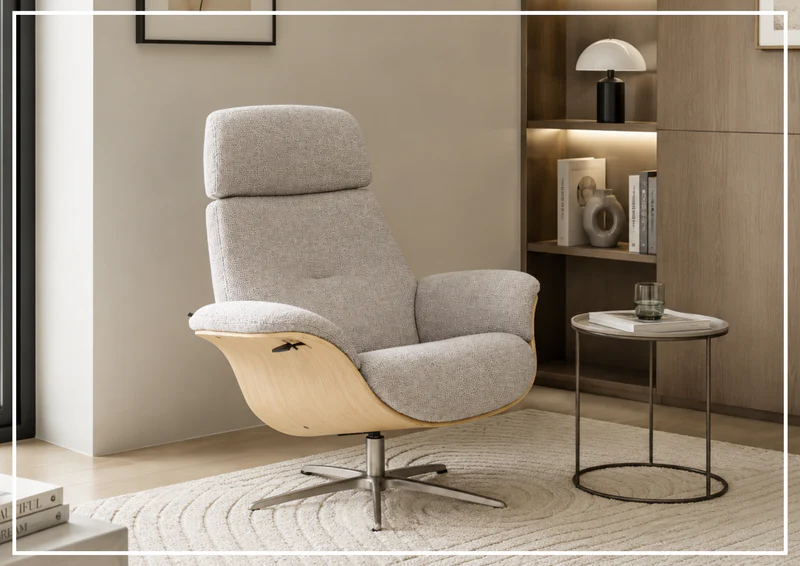 Fjords Falcon Manual Recliner Chair with Swivel Base & Footstool-Sofabed